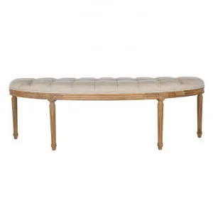Madeleine Tufted Linen Fabric & Oak Timber Bench, 146cm by Huntington Lane, a Benches for sale on Style Sourcebook