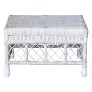 Savannah Lattice Rattan Ottoman / Footstool, White Wash by COJO Home, a Ottomans for sale on Style Sourcebook