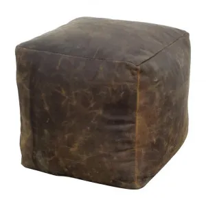 Morphes Vintage Leather Square Ottoman by Philbee Interiors, a Ottomans for sale on Style Sourcebook
