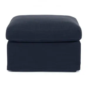 Birkshire Fabric Slip Cover Ottoman, Navy by Cozy Lighting & Living, a Ottomans for sale on Style Sourcebook