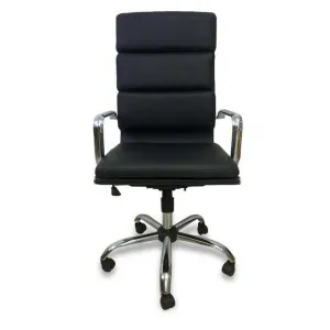 Aria High Back Office Chair - Black Leather by Interior Secrets - AfterPay Available by Interior Secrets, a Chairs for sale on Style Sourcebook