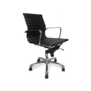 Veera Low Back Office Chair - Black Leather by Interior Secrets - AfterPay Available by Interior Secrets, a Chairs for sale on Style Sourcebook