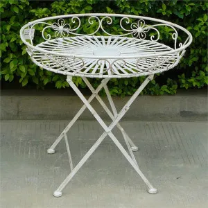 Amy Metal Round Tray Table, Antique White by CHL Enterprises, a Tables for sale on Style Sourcebook
