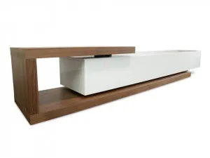 Dwell Extendable TV Entertainment Unit - Walnut - White by Interior Secrets - AfterPay Available by Interior Secrets, a Entertainment Units & TV Stands for sale on Style Sourcebook