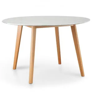 Aron 120cm Round Marble Dining Table - Natural Base by Interior Secrets - AfterPay Available by Interior Secrets, a Dining Tables for sale on Style Sourcebook