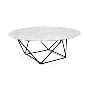 Robin 100cm Round Marble Coffee Table - Black Base by Interior Secrets - AfterPay Available by Interior Secrets, a Coffee Table for sale on Style Sourcebook