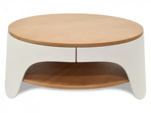 Jackson 82cm Wooden Round Coffee Table - Natural Top and White Leg by Interior Secrets - AfterPay Available by Interior Secrets, a Coffee Table for sale on Style Sourcebook