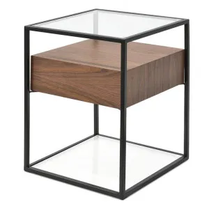 Norman Scandinavian Metal Frame Side Table - Walnut by Interior Secrets - AfterPay Available by Interior Secrets, a Side Table for sale on Style Sourcebook