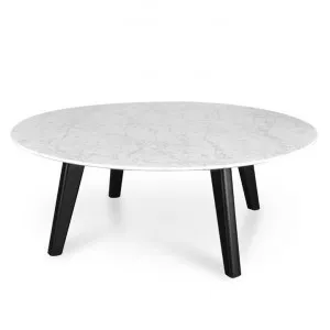 Hunter 100cm Round Marble Coffee Table with Black Legs by Interior Secrets - AfterPay Available by Interior Secrets, a Coffee Table for sale on Style Sourcebook