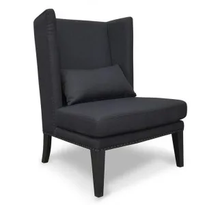 Mercer Lounge Fabric Wingback Chair in Black by Interior Secrets - AfterPay Available by Interior Secrets, a Chairs for sale on Style Sourcebook