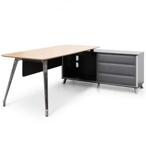 Hayes 2m Right Return Office Desk - Natural - Black by Interior Secrets - AfterPay Available by Interior Secrets, a Desks for sale on Style Sourcebook
