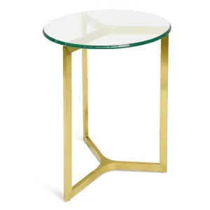 Janet Round Glass Side Table - Gold Base by Interior Secrets - AfterPay Available by Interior Secrets, a Side Table for sale on Style Sourcebook
