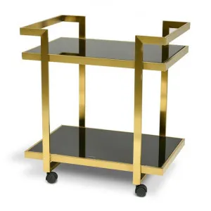 Walter Bar Cart - Tempered Glass - Gold Base by Interior Secrets - AfterPay Available by Interior Secrets, a Sideboards, Buffets & Trolleys for sale on Style Sourcebook