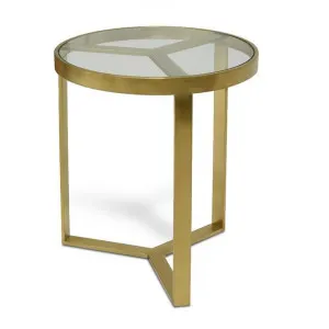 Marcelo 50cm Round Side Table - Brushed Gold Base by Interior Secrets - AfterPay Available by Interior Secrets, a Side Table for sale on Style Sourcebook