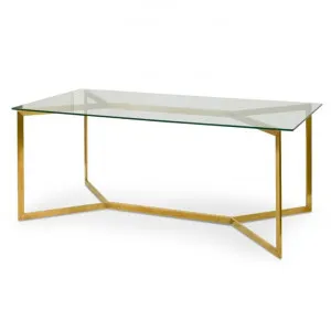 Cannon 1.9m Glass Dining Table - Gold Base by Interior Secrets - AfterPay Available by Interior Secrets, a Dining Tables for sale on Style Sourcebook