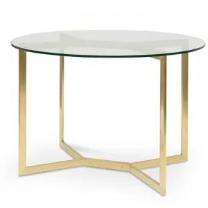Cannon 1.2m Round Glass Dining Table - Gold Base by Interior Secrets - AfterPay Available by Interior Secrets, a Dining Tables for sale on Style Sourcebook