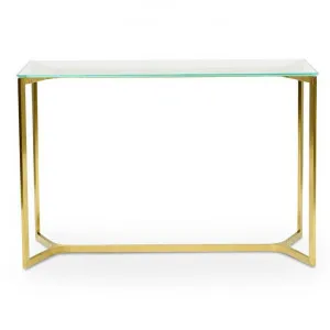 Cannon 1.2m Glass Console Table - Gold Base by Interior Secrets - AfterPay Available by Interior Secrets, a Console Table for sale on Style Sourcebook