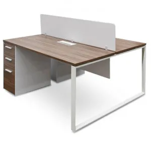 Halo 2 Seater 160cm Walnut Office Desk With Privacy Screen - Last One by Interior Secrets - AfterPay Available by Interior Secrets, a Desks for sale on Style Sourcebook