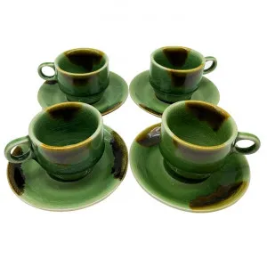 Buri Thai Celadon Ceramic Espresso Cup & Saucer Set, Set of 4 by LIVGGO, a Cups & Mugs for sale on Style Sourcebook
