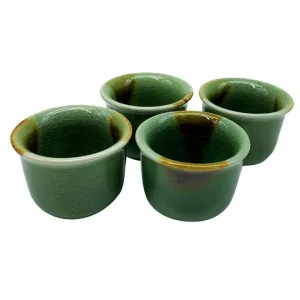 Buri Thai Celadon Ceramic Oriental Teacup, Set of 4 by LIVGGO, a Cups & Mugs for sale on Style Sourcebook