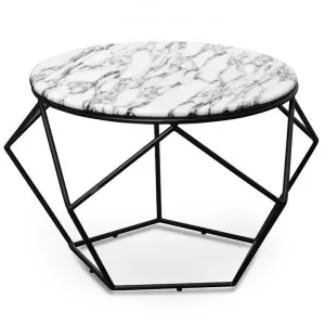 Ivan 72cm Round Marble Coffee Table - Matt Black Base by Interior Secrets - AfterPay Available by Interior Secrets, a Coffee Table for sale on Style Sourcebook
