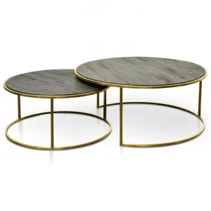 Alenzo Nested Coffee Table - Natural - Golden Base by Interior Secrets - AfterPay Available by Interior Secrets, a Coffee Table for sale on Style Sourcebook