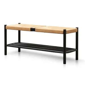 Erika 110cm Black Oak Bench - Natural Seat by Interior Secrets - AfterPay Available by Interior Secrets, a Benches for sale on Style Sourcebook