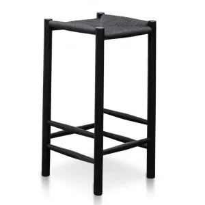 Erika 65cm Black Oak Bar Stool - Black Seat by Interior Secrets - AfterPay Available by Interior Secrets, a Bar Stools for sale on Style Sourcebook