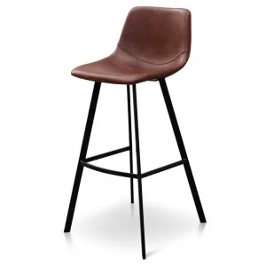 Set of 2 - Duke 80cm Bar Stool - Cinnamon Brown PU Leather by Interior Secrets - AfterPay Available by Interior Secrets, a Bar Stools for sale on Style Sourcebook