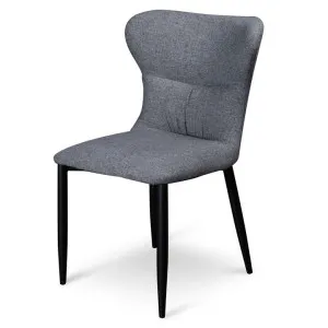 Mavis Fabric Dining Chair - Pebble Grey in Black Legs by Interior Secrets - AfterPay Available by Interior Secrets, a Dining Chairs for sale on Style Sourcebook