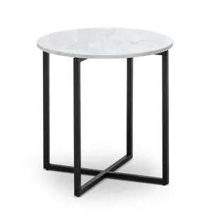 Parson Round White Marble Side Table - Black by Interior Secrets - AfterPay Available by Interior Secrets, a Side Table for sale on Style Sourcebook