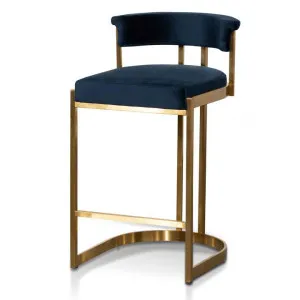 Adela Indigo Velvet Bar Stool - Golden Base by Interior Secrets - AfterPay Available by Interior Secrets, a Bar Stools for sale on Style Sourcebook