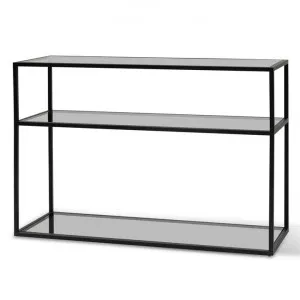 Noel 1.2m Grey Glass Console Table - Black Base by Interior Secrets - AfterPay Available by Interior Secrets, a Console Table for sale on Style Sourcebook
