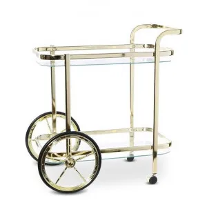 Smith Gold Glass Bar Cart by Interior Secrets - AfterPay Available by Interior Secrets, a Sideboards, Buffets & Trolleys for sale on Style Sourcebook