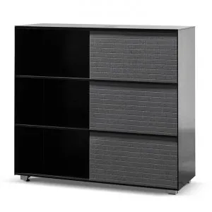 Winford Inter-layered Black Storage Cabinet - Grey Doors by Interior Secrets - AfterPay Available by Interior Secrets, a Cabinets, Chests for sale on Style Sourcebook