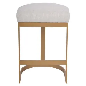 Brooke Fabric Kitchen Stool, Oatmeal / Brass by Cozy Lighting & Living, a Bar Stools for sale on Style Sourcebook