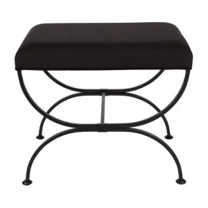 Novak Fabric & Iron Ottoman Stool, Black by Cozy Lighting & Living, a Ottomans for sale on Style Sourcebook