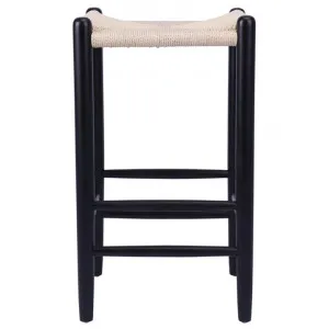 Vernon Commercial Grade Replica Hans Wegner Wishbone Kitchen Stool, Black / Beige by Cora Bona, a Bar Stools for sale on Style Sourcebook