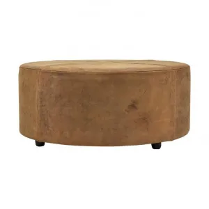 Napa Leather Round Ottoman, Tan by Casa Uno, a Ottomans for sale on Style Sourcebook