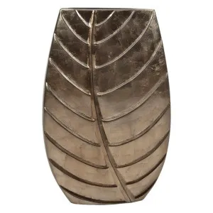 The Leaf Ceramic Vase, Medium, Metallic Wheat by Casa Sano, a Vases & Jars for sale on Style Sourcebook