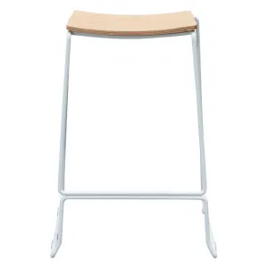 Kiel Metal Counter Stool, Timber Seat, Natural / White by Conception Living, a Bar Stools for sale on Style Sourcebook