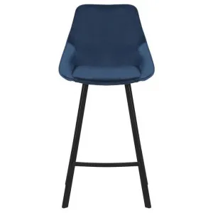 Nemo Commercial Grade Velvet Fabric High Back Kitchen Stool, Navy by Cora Bona, a Bar Stools for sale on Style Sourcebook