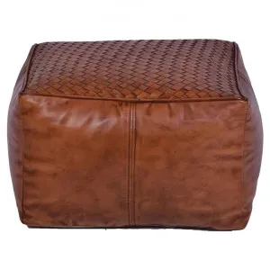 Foret Leather Square Ottoman Pouf by Affinity Furniture, a Ottomans for sale on Style Sourcebook
