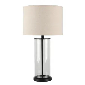 Left Bank Glass Base Table Lamp, Black / Oatmeal by Cozy Lighting & Living, a Table & Bedside Lamps for sale on Style Sourcebook