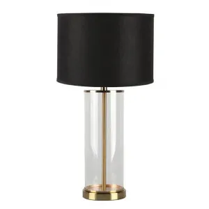 Left Bank Glass Base Table Lamp, Brass / Black by Cozy Lighting & Living, a Table & Bedside Lamps for sale on Style Sourcebook