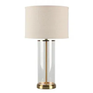 Left Bank Glass Base Table Lamp, Brass / Natural by Cozy Lighting & Living, a Table & Bedside Lamps for sale on Style Sourcebook