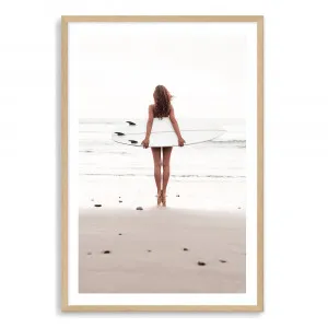 The Girl With The Surfboard | Coastal Surfer by The Paper Tree, a Prints for sale on Style Sourcebook