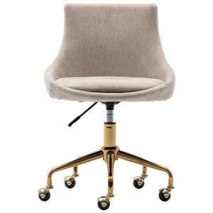 Roslyn Fabric Office Chair, Beige / Gold by ArteVista Emporium, a Chairs for sale on Style Sourcebook