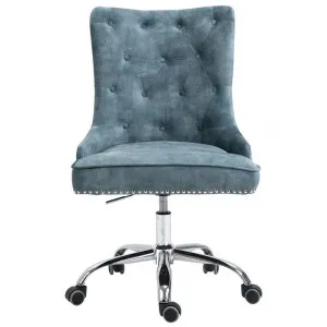 Will Velvet Fabric Office Chair, Blue by Emporium Oggetti, a Chairs for sale on Style Sourcebook