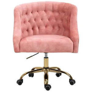 Arnolds Velvet Fabric Office Chair, Pink by ArteVista Emporium, a Chairs for sale on Style Sourcebook